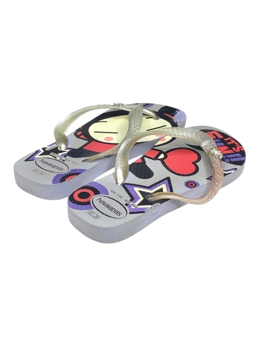 Havaianas x VOOZ ☼ Thong Flip Flop Sandals ☼ Decorative Crystalized Studs ☼ Grey - Picture 4 of 16